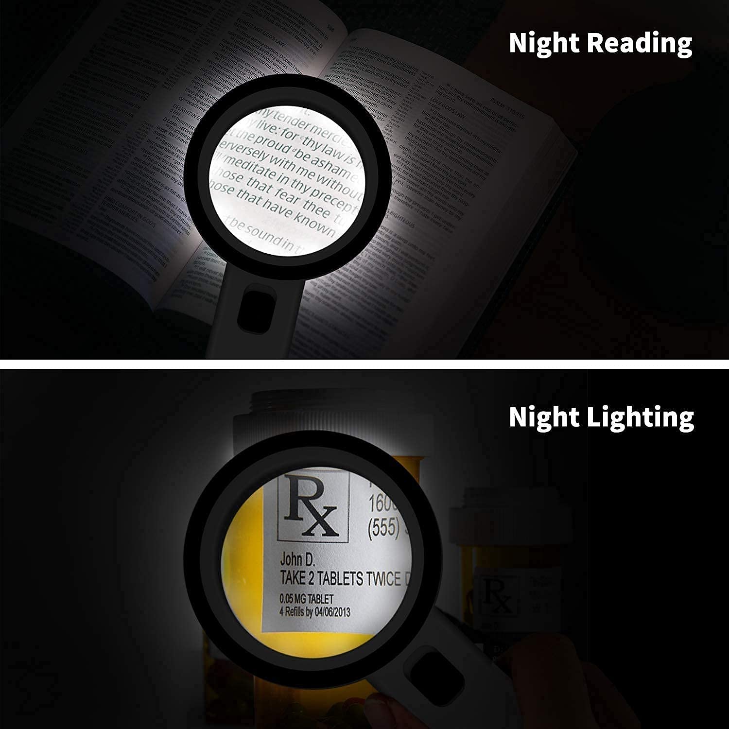 YSJNGF Lupa Lupa de Mano con 12 Luces LED, Lupa iluminada de Alta claridad de Doble Vidrio 30X para Pasatiempos, Lectura, Manualidades, filatelia, Monedas, Joyas, inspección de luz