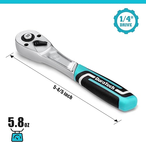 Miniatura 2 de DURATECH Trinquete de 14 de pulgada, llave de trinquete de liberación rápida de 90 dientes con mango de inyección de cojín, llave ergonómica de