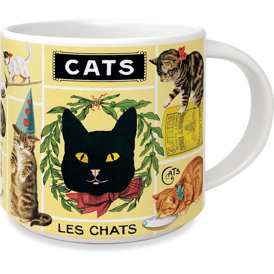 Taza cerámica CAVALLINI Vintage Cats 14 oz miniatura 1