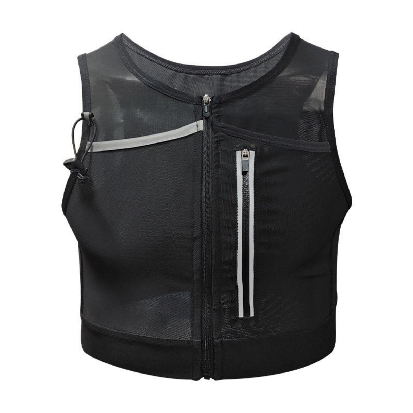 MERISHOPP Chest Pack Vest Multiple Pockets Running Backpack Vest Front Zipper Black XL-image-23