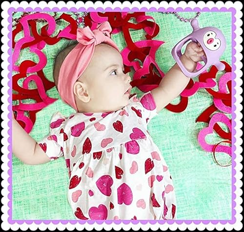 Smily Mia Baby Teething Toys For 0-6Months, Baby Teether For 6-12Months, Never Drop Penguin And Reindeer Baby Gift Set, Perfect Baby Easter Basket Stuffers, Hand Pacifer+Hand Teether Set, Light Purple #TOP7