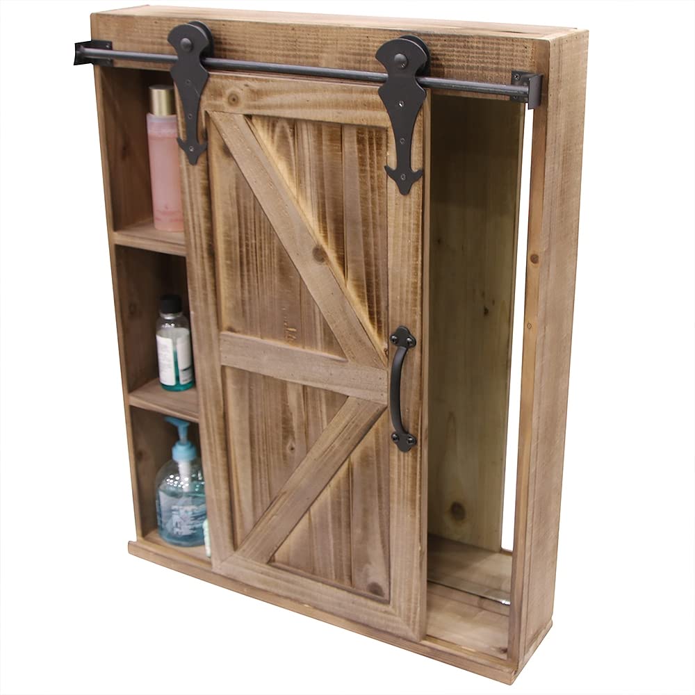Melko Armoire murale à porte coulissante - Armoire à miroir - Armoire de salle de bain - Marron - Pour le salon