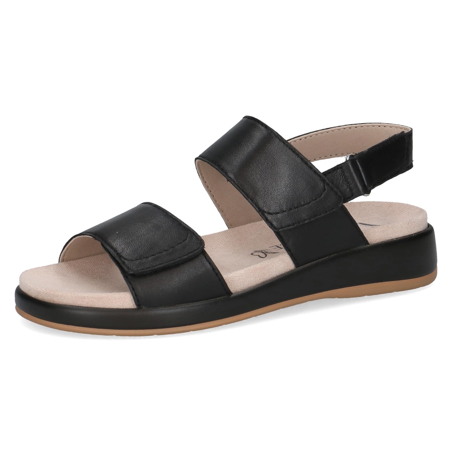 Caprice women's flat sandal in leather, Black (BLACK NAPPA), 7.5 UK