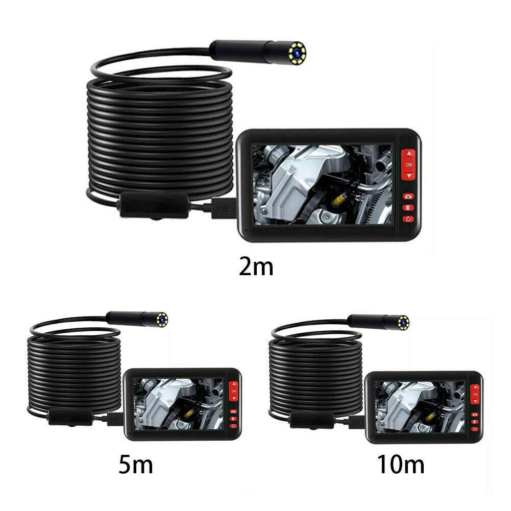 Riloer H845263 endoskop przemysłowy, wodoodporna kamera inspekcyjna 1080P z ekranem LCD o przekątnej 4,3", 8 diod LED, akumulator 2000 mAh, boroskop do inspekcji motoryzacyjnej, rurociągów, klimatyzacji, 2 metry