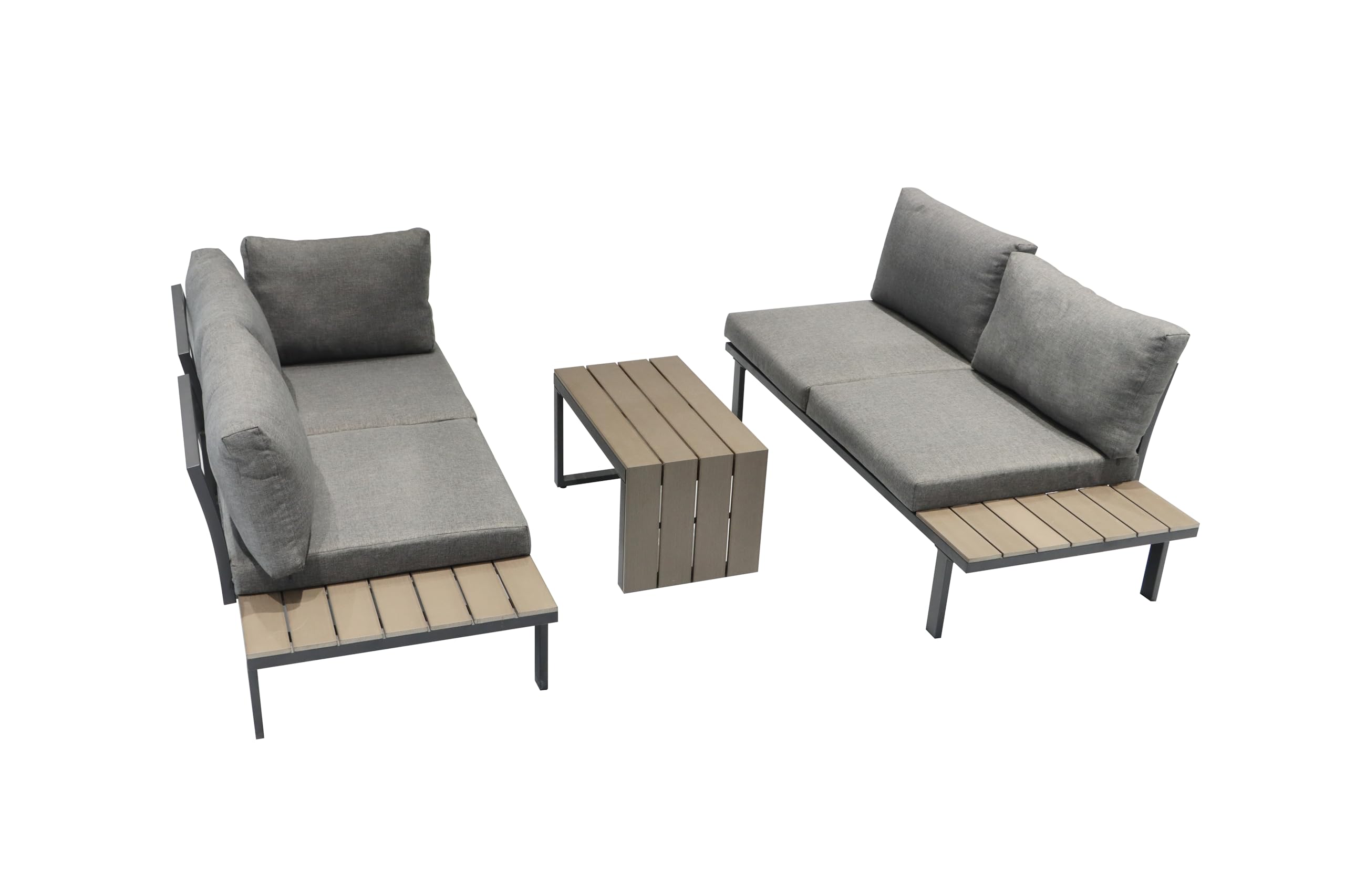Ondis24 Lounge-Set Gartenmöbel Ecksitzgarnitur, Sitzgruppe für 4-5 Personen, Gartenlounge mit Tisch Sitzkissen, Balkonmöbel Essgruppe Garten, Lounge Sitzgarnitur