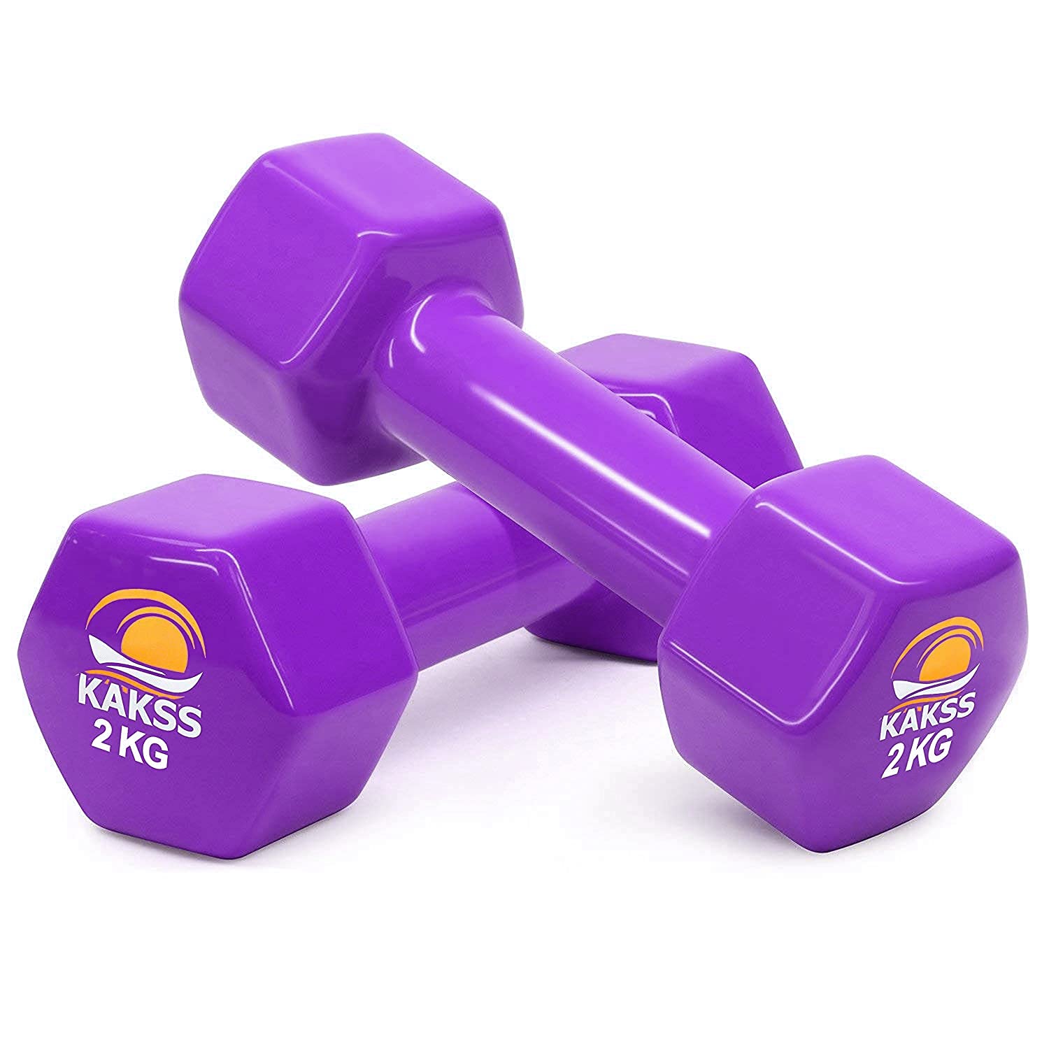 Kakss Cast Iron Vinyl Coated Dumbbells (2+2=4 Violet)