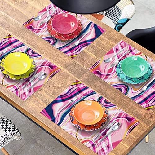 Set de table marbre rose Vector design abstrait chic pour repas x6 - 8
