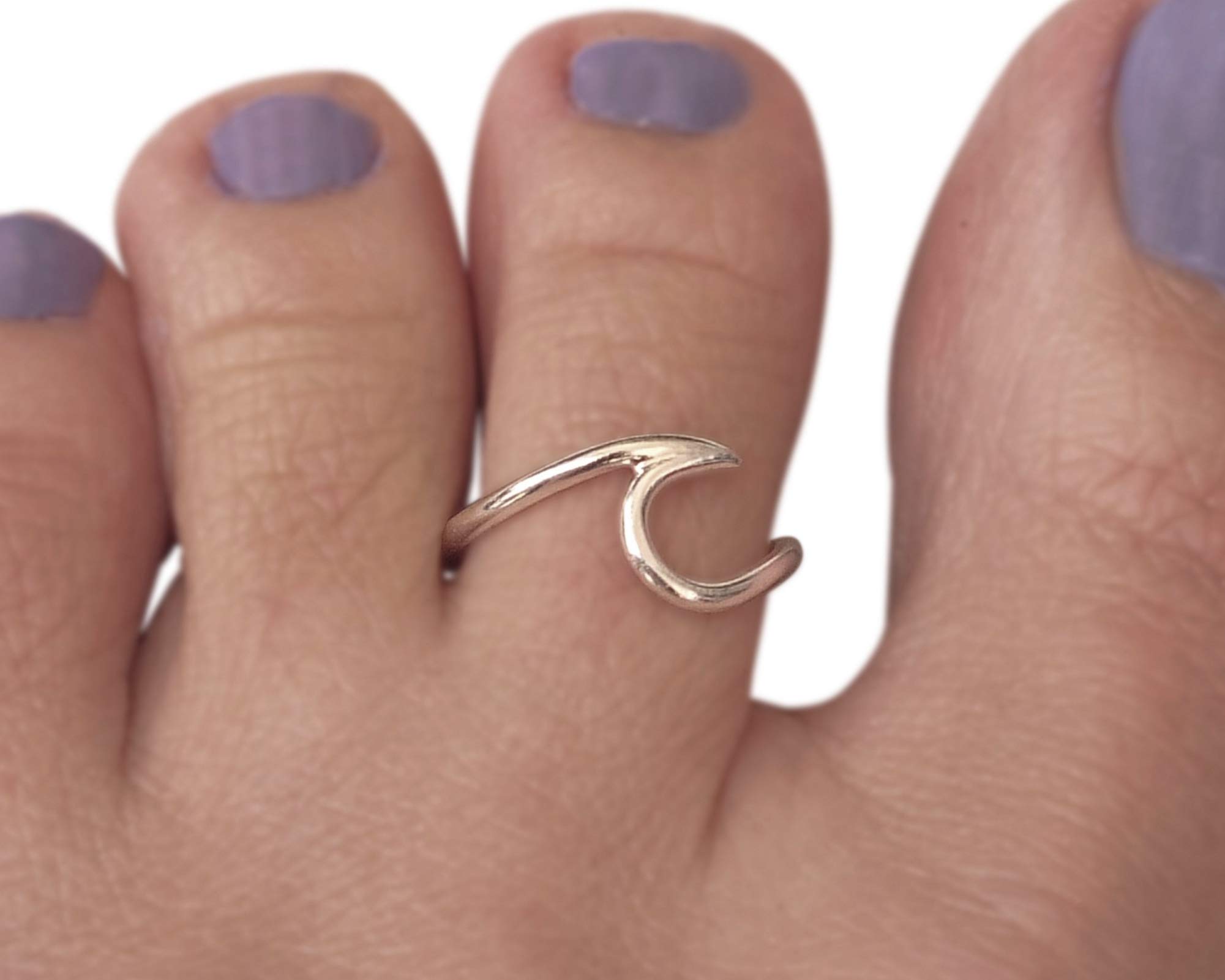 Handmade Wave Band Adjustable Toe Ring, 925 Sterling Silver, Thin Dainty Open Toe, Pinky or Knuckle Rings for Women, By MiYa Jewelry Creations