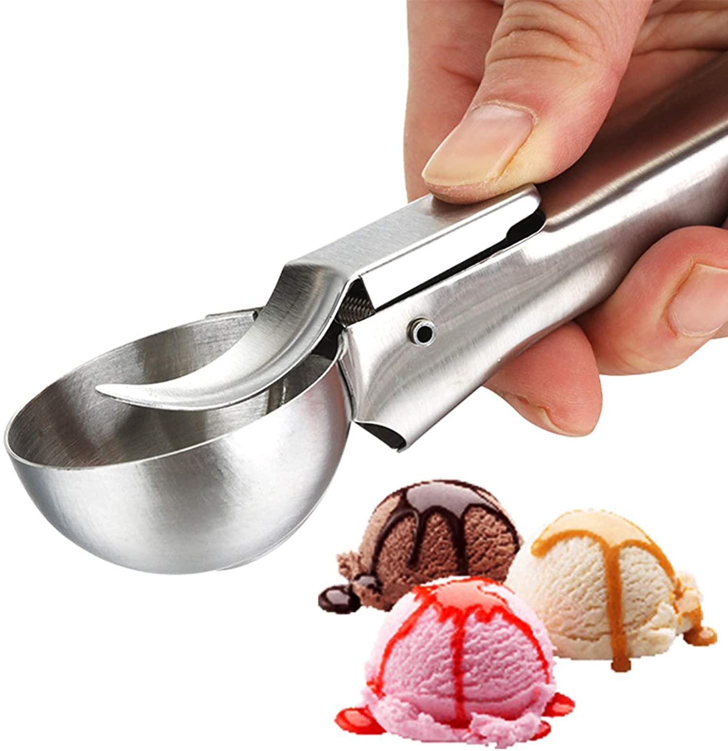 Piazza Profi Eislöffel Aus Edelstahl – Mit Portionierer (3,7 Cm) Für Perfekte Eiskugeln, Made In Italy