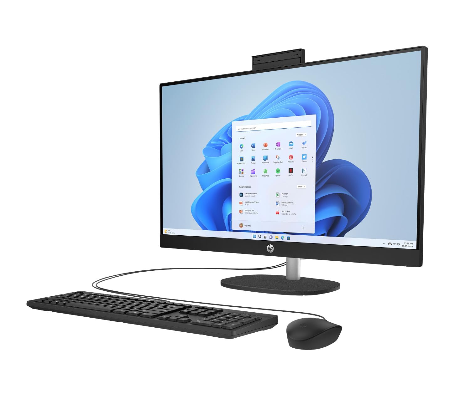 HP 27" FHD Touchscreen Business All-in-One Desktop Computer, Intel 12-Core Ultra 7 155U (Beats i7-1355U), 64 GB DDR5 RAM, 4 TB SSD, Intel Iris Xe Graphics, Wired KB & Mouse, Wi-Fi 6, Windows 11 Pro