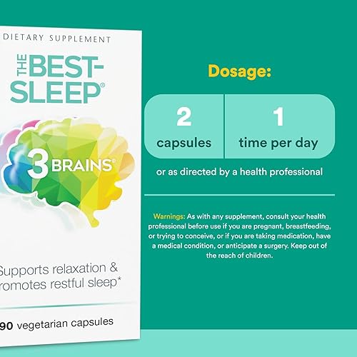 Miniatura 3 de Natural Factors 3 Brains, el mejor sueño, apoya la relajación y el sueño reparador, vegano, 90 cápsulas