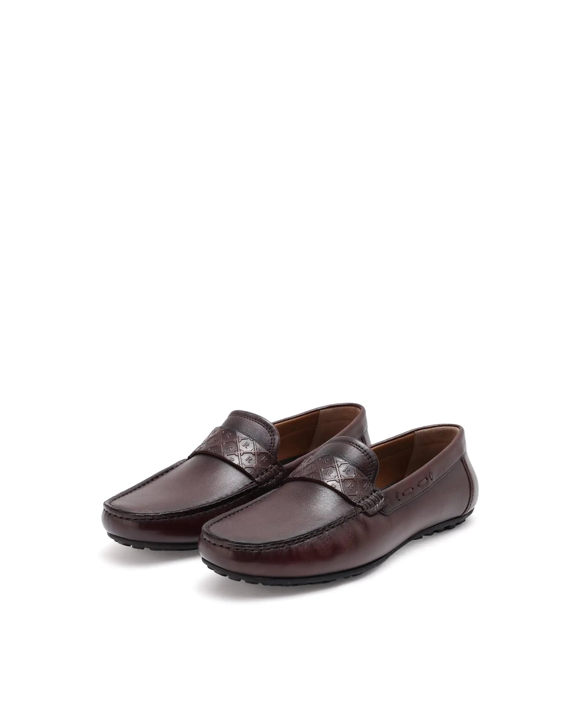 rare rabbit Men's Bold Burgundy Slip-On Monotone Genuine Leather Driver Moccasin-picture-24