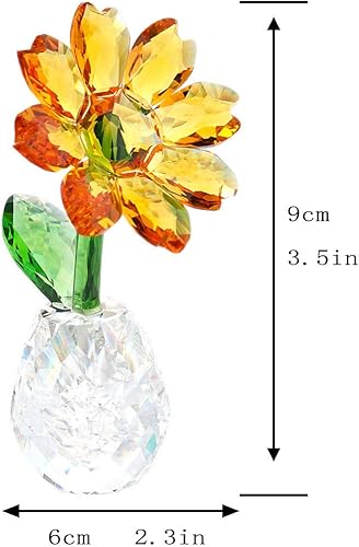 Miniatura 2 de QFkris Figura de girasol de cristal de 3.5 pulgadas, adorno coleccionable de flores de cristal, decoración del hogar, regalos de recuerdo (girasol),