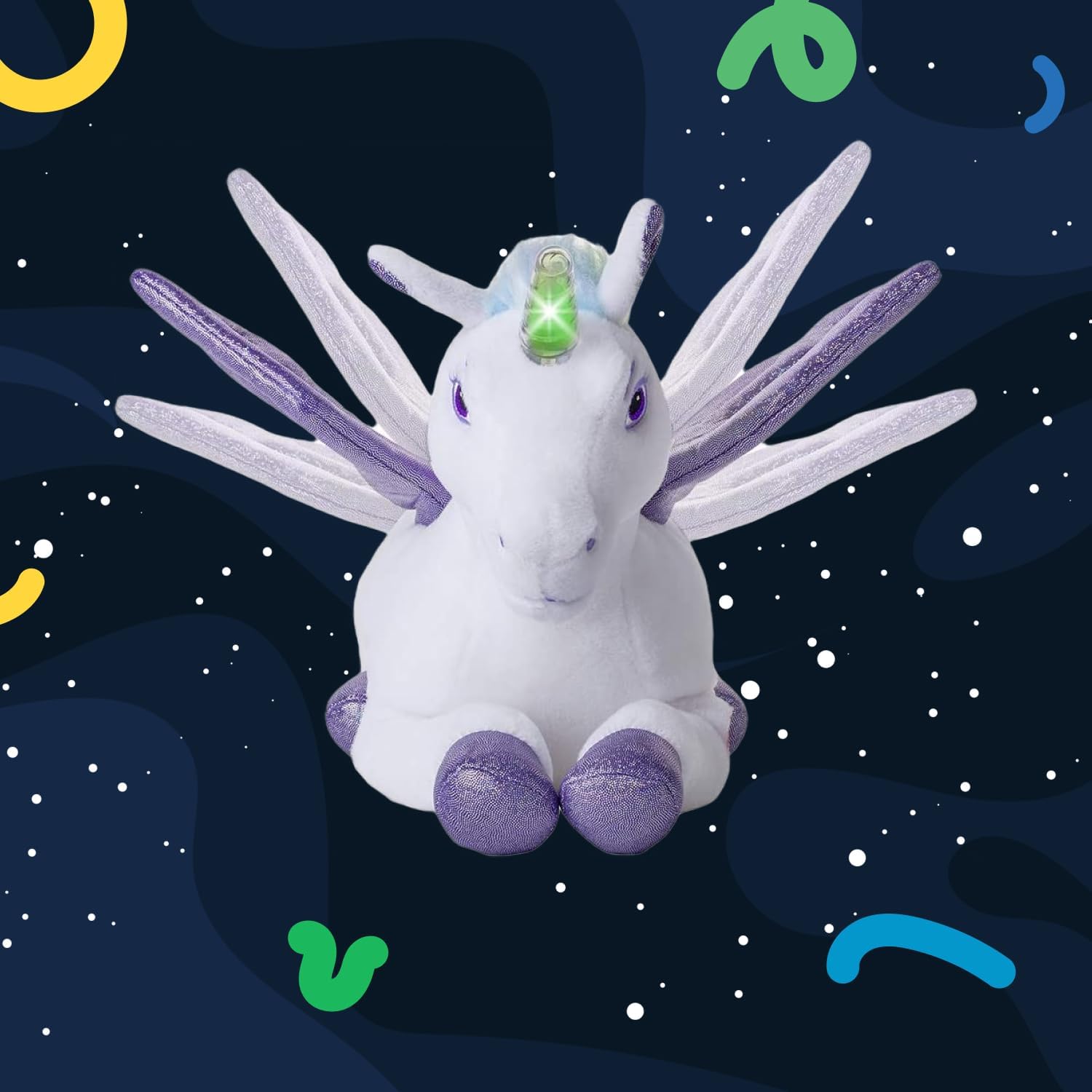 Dazmers Unicorn Light Up Stuffed Animal Toy with Flapping Wings - Musical Unicorn Plushies for Girls and Boys with Magical Lights and Sounds (Purple)