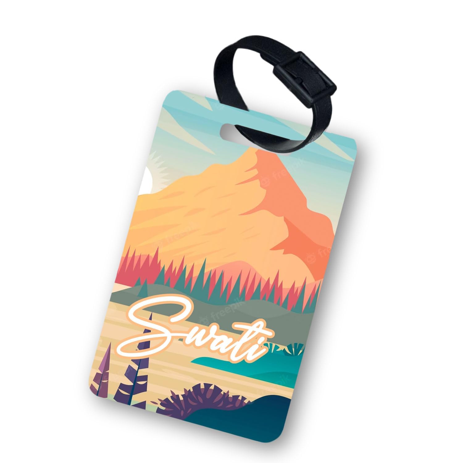 funcart Customized Luggage Tag for Travel/School - Mountains Theme - Personalized Name - MDF 2.5 * 3.75" Multicolor - Single Side Print-picture-31