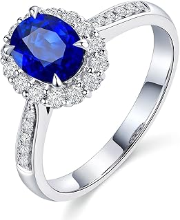 Mujer Hombre Unisex 18K oro blanco ovalada azul Sapphire