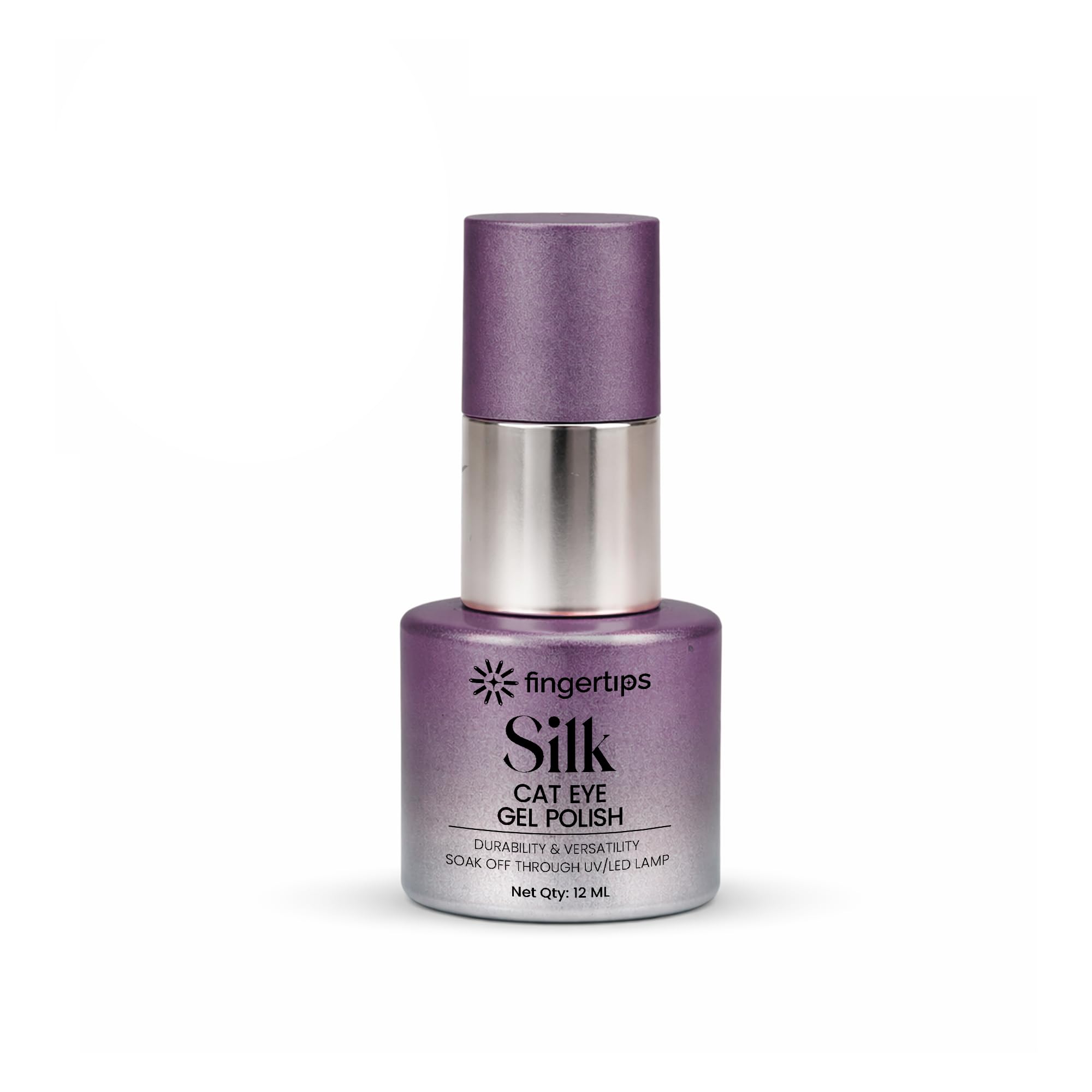 Fingertips Silk Cat Eye Gel Nail Polish Shade 09-Mystic Violet | Magnetic Cat Eye Nail Gel Polish | Long Lasting UV LED Soak Off Gel | High Shine Glitter Nail Art Gel | Professional Salon Finish 12ml