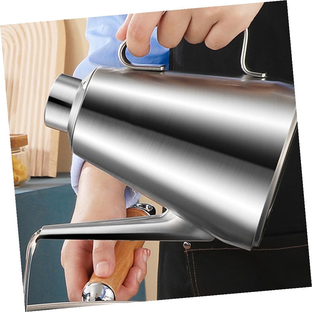 Luxshiny Stainless Steel Oil Container with Filter, 350Ml Kitchen Oil Dispenser Bottle for Cooking and Vinegar Storage, Leak-Proof Metal Sauce Pot for Home Kitchen Essentials image 4