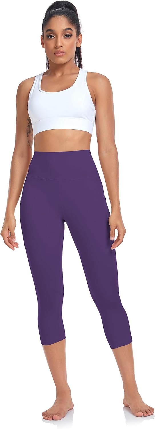 SEEMLY High Waisted Workout Capri with Pockets | Breathable Yoga Pants | Athletic Women Capri Leggings for Tummy Control - Image 2