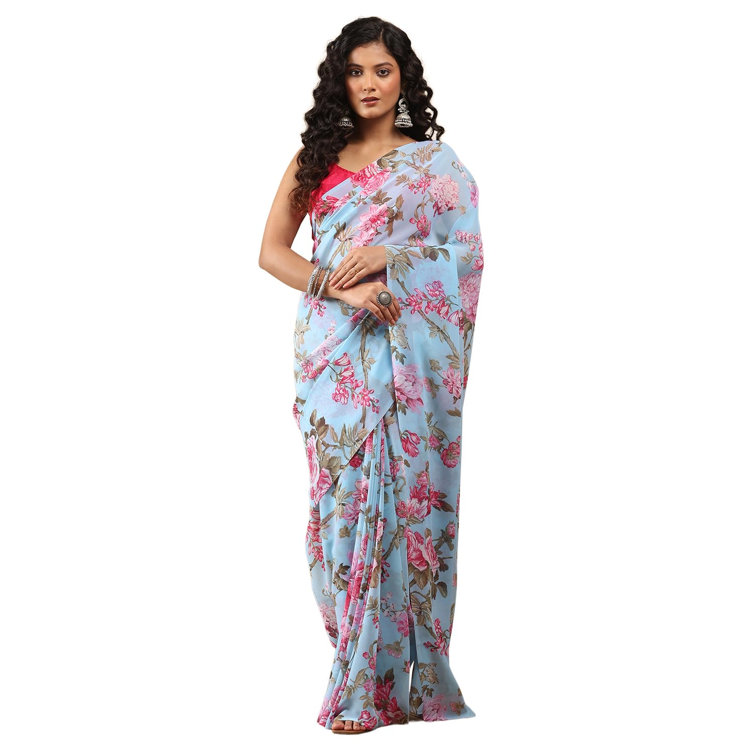 garden vareli Floral Print Georgette Saree-picture-7