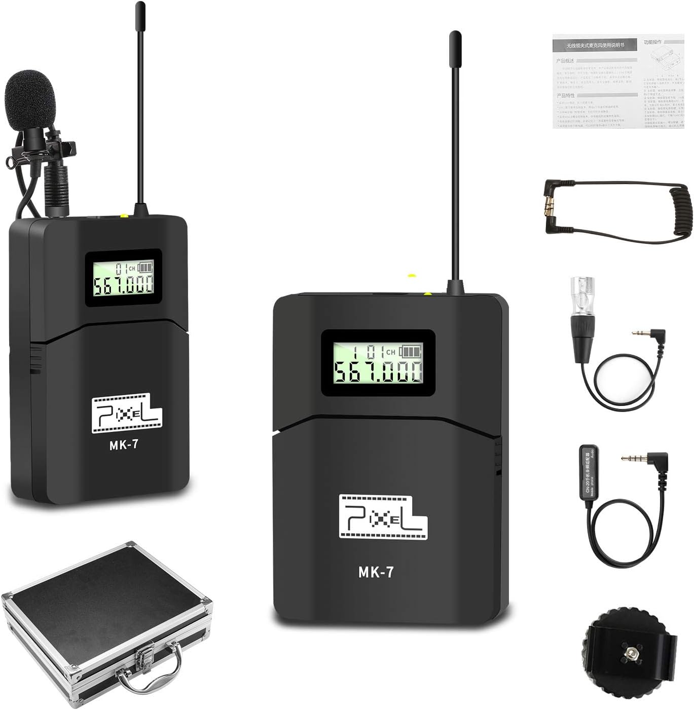 PIXEL 6 Channels UHF Wireless Lavalier Microphone