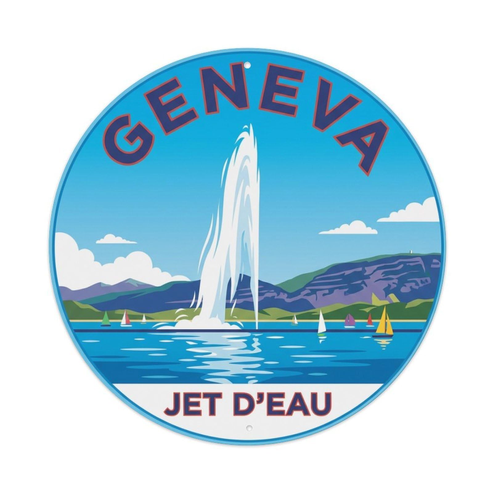 Metal Tin Sign Switzerland Vintage Travel Geneva