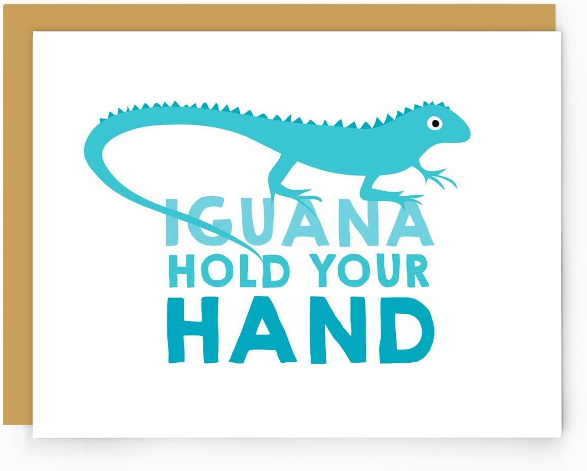 Iguana Hold Your Hand - Romantic Greeting Card