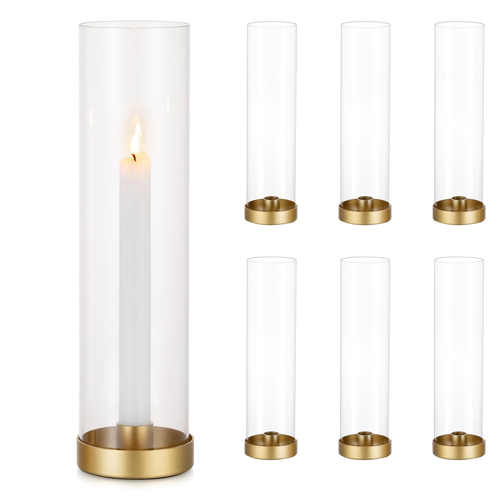 Hushee 6 Portacandele Conici Dorati Alti 30,5 Cm | Candelabri A 3 Rami Curvi Per Matrimoni, Centrotavola, Caminetto | Base Diametro 10,5 Cm - 5