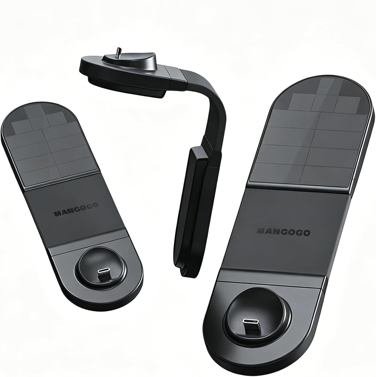 Smart Car Dashboard Robot Ornament, Bundle with Foldable Solar Panel Powered Base (White, Vibrant Sets)