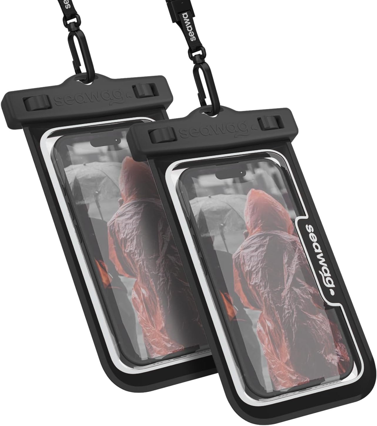 SEAWAG Next Waterproof Phone Case with Lanyard, Floating IPX8 Pouch for iPhone 17 16 Pro Max 15 14 13 12 11 and Samsung Galaxy S25 S24, Beach Cruise Travel Essentials, 2 Pack Black