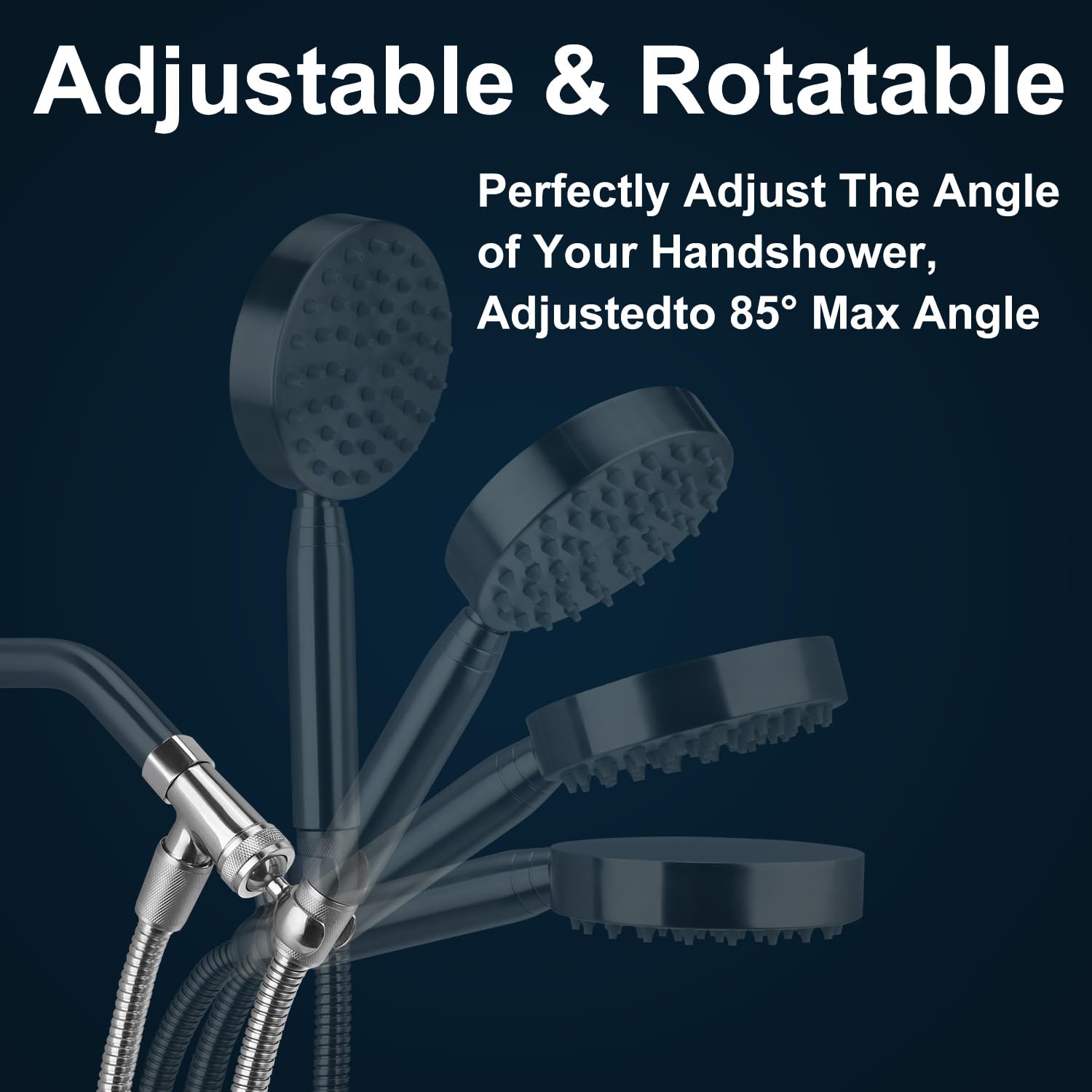 YUHX Soporte de cabezal de ducha de metal y manguera de acero inoxidable extralargo de 6 pies, soporte de brazo de ducha de mano ajustable, cromado de alta calidad
