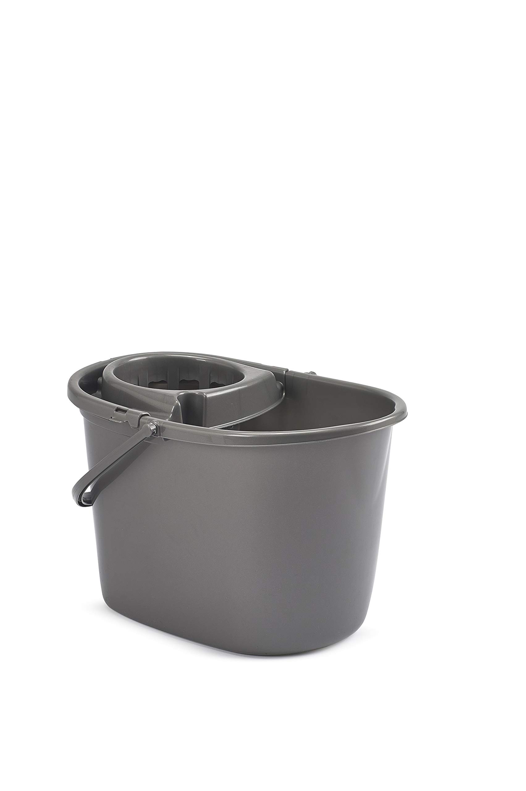 Whitefurze Plastic Floor Mop Bucket with Wringer Silver by Whitefurze