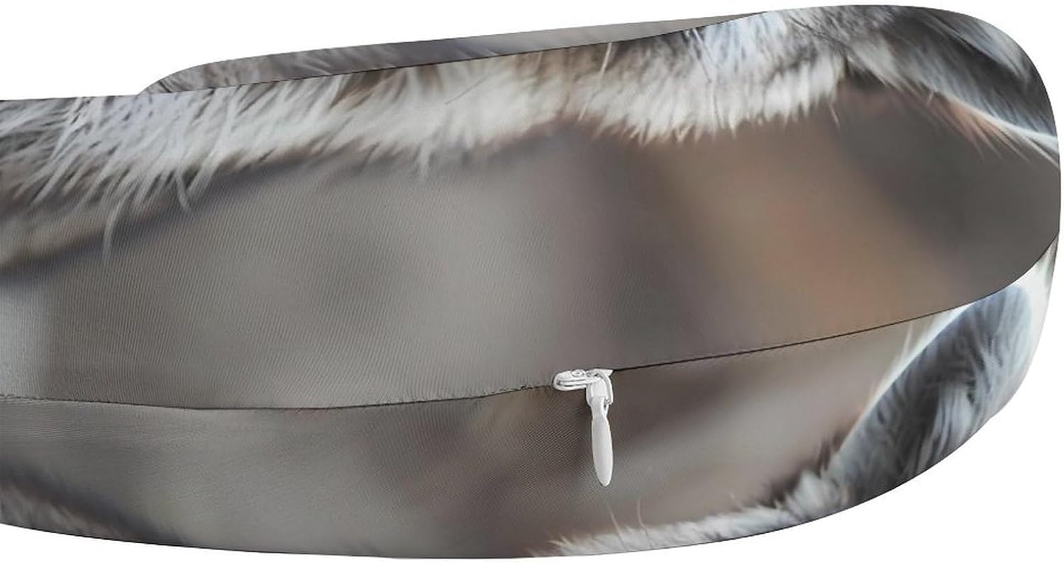 Cute Raccoon Travel Pillow U Shape Neck Pillow Washable Pillowcase for Sleeping Chair