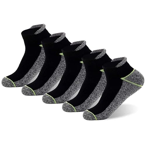 Copper Antibacterial Athletic Compression Socks for Men and Women/Moisture Wicking, Nonslip Cushion Ankle Socks 5 Pairs, S/M