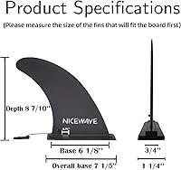 Vista 4 de NiceWave Juego de aletas de repuesto para tabla de remo, incluye 1 aleta central y 2 aletas laterales, aletas inflables desmontables portátiles