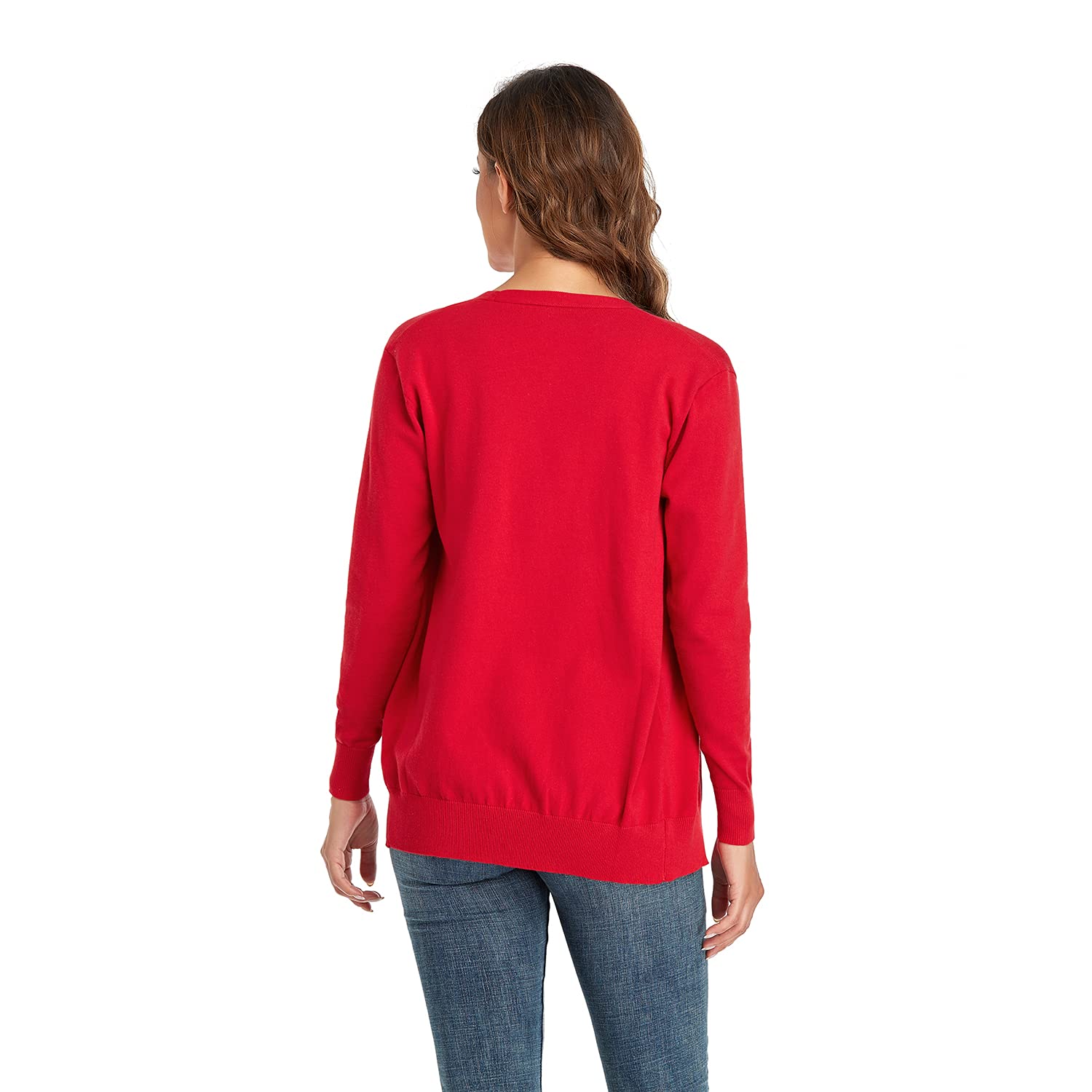 CUNYI Gilet Femme, Chandail Tricot avec Boutons pour Femme, Pull Veste Cardigan Col V Manches Longues Classique
