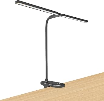 LED Reading Light with Clip, Desk Lamp 48 LEDs 2600mAh Battery USB Rechargeable Book Lights Stepless Adjustable Brightness Eye Protection Table Lamps for Bed Headboard, Home, Office - Black
