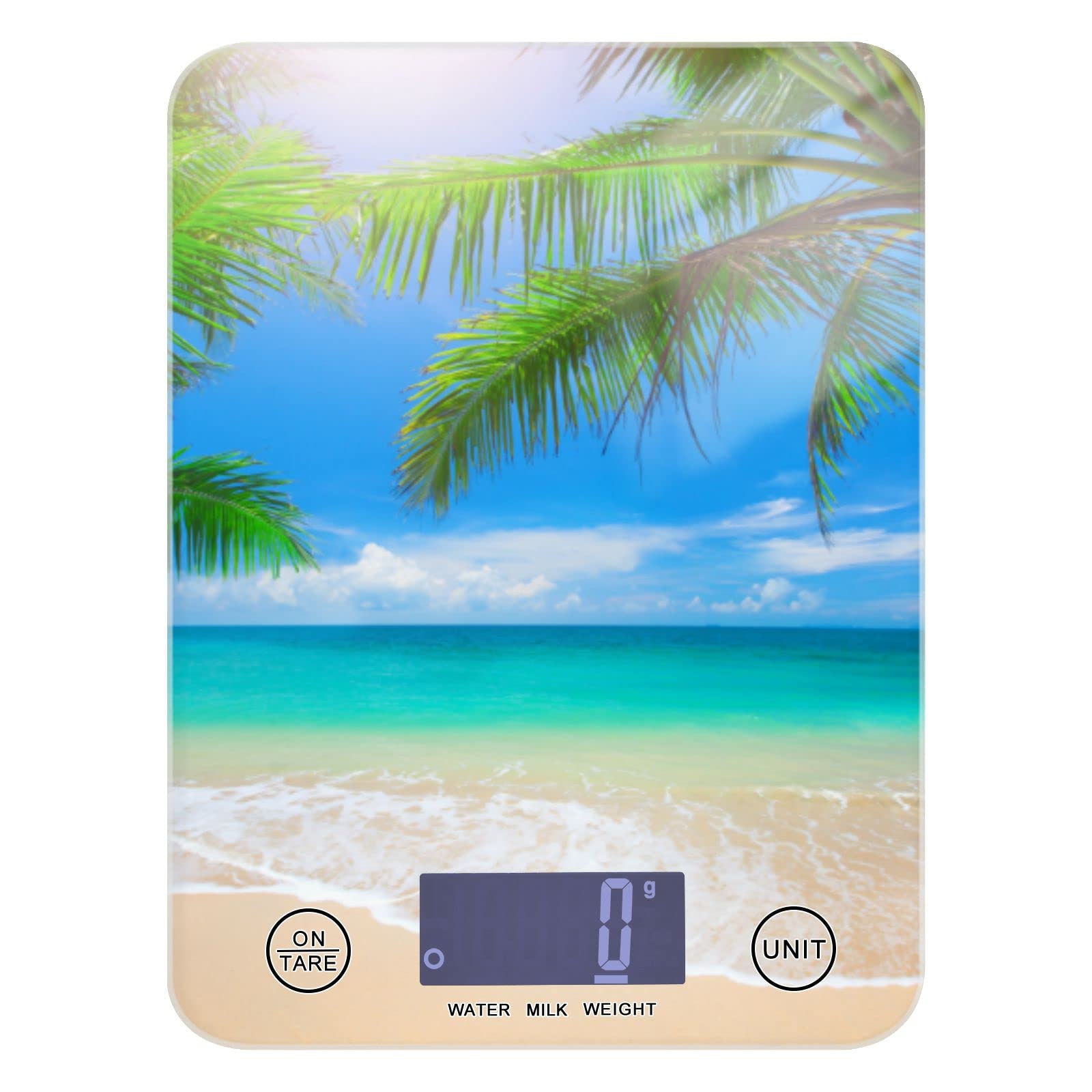 Palm Tropical Beach Food Scale Waterproof Digital Kitchen Scales Weight Ounces and Grams with Easy to Clean for Kitchen,Jewelry,Coffee,Weed and Small Items