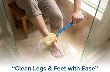 NOVA 23 Extra Long Bath & Back Sponge Brush Long Handle Body Washer & Back Scrubber for Hard-to-Reach Back, Legs & Feet, Great for Applying Lotion or Cream, Lightweight Shower & Bath Brush with Hanging Loop