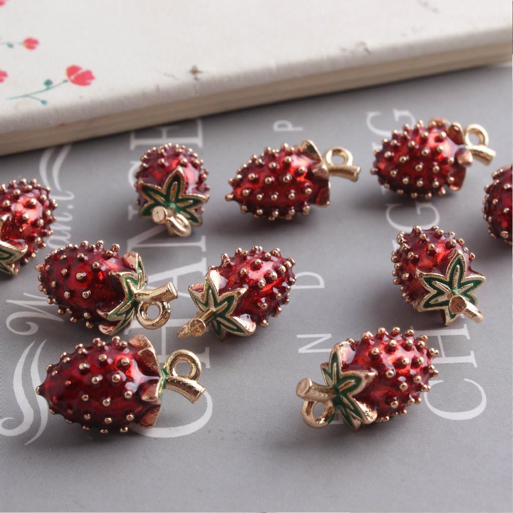 Enamel Fruit Charms Pendants 20 PCS Strawberry Mulberry Leaf Fruit Charms for Earring Bracelet Necklace DIY Jewelry Making Accessories - Image 7