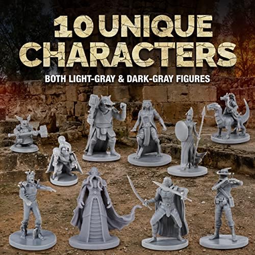 40 Fantasy Tabletop Miniatures for Dungeons and Dragons. 28MM Scaled 10 Unique Designs, Bulk Unpainted Miniatures, Great for D&D Miniatures