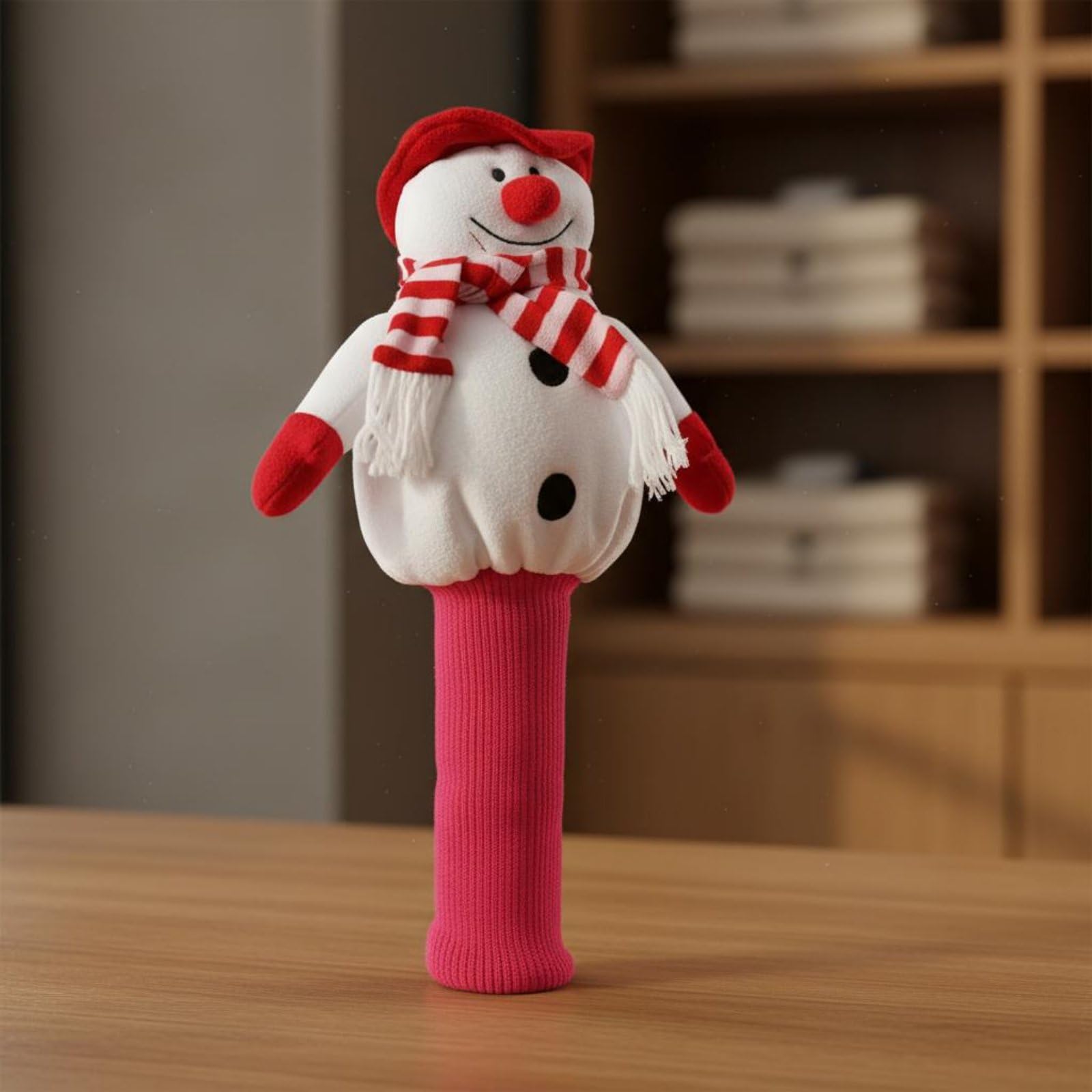 Couvre-Tête de Club Bonhomme de Neige Design Amusant Housse de Driver en Peluche Doublure Épaisse Couvre-Bois de Parcours Fantaisie pour Golfeurs, Protection Chocs, Anti-Rayures