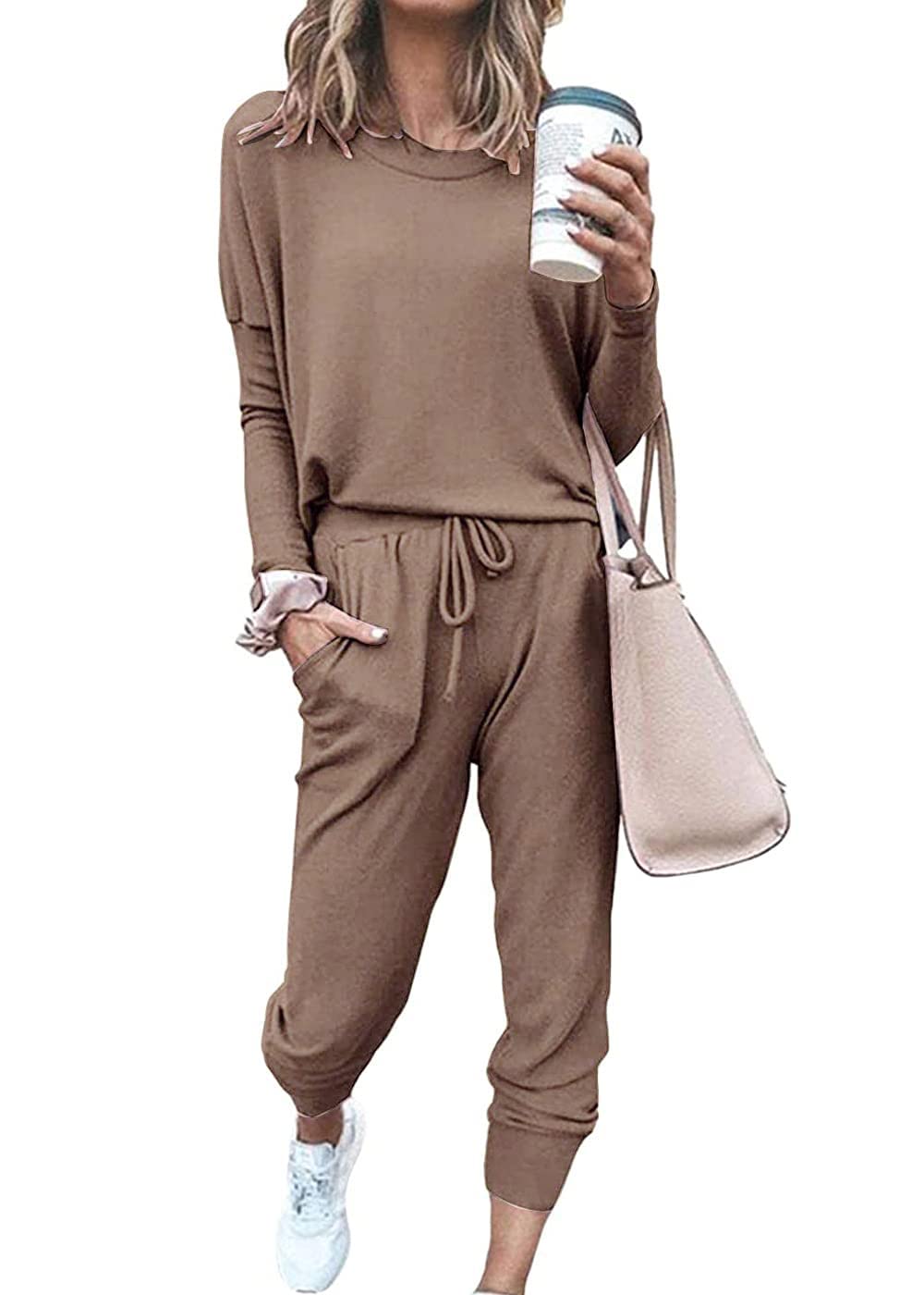 PRETTYGARDENWomen's Two Piece Outfit Long Sleeve Crewneck Pullover Tops And Long Pants Tracksuit