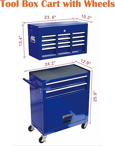 Miniatura 127 de Carro de herramientas de 4 cajones con ruedas, multifuncional, almacenamiento de herramientas, cajones, herramienta rodante, organizador