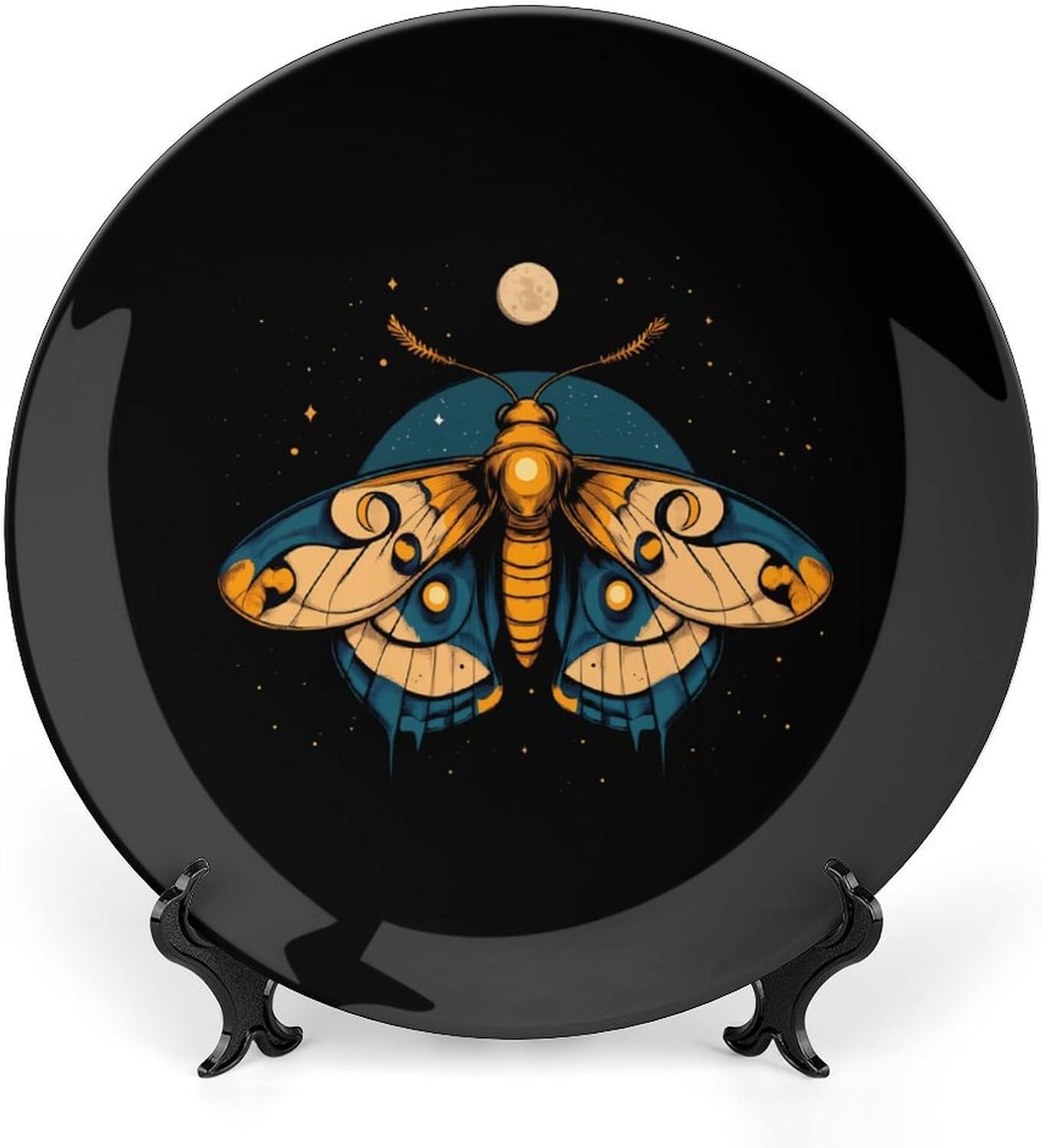 Moth Moon Decorative Plate Tray Decor Trinket Dish Bone China Dinner Plates for Home Office Kitchen