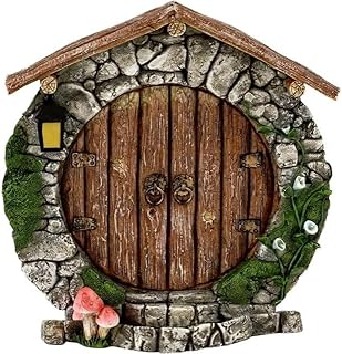 JJLFresheners Fairy Garden Doors and Windows for Trees Miniature Fairy Gnome,Sculptures and Statues Wall and Trees Outdoor Wooden Doors and Windows in The Yard Garden Sculptures and Statues