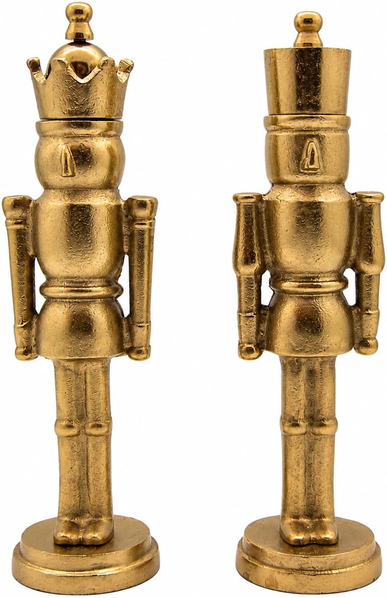 Wowser Gold Tone Aluminum Christmas Nutcracker Decor, Set of 2, 11 Inch