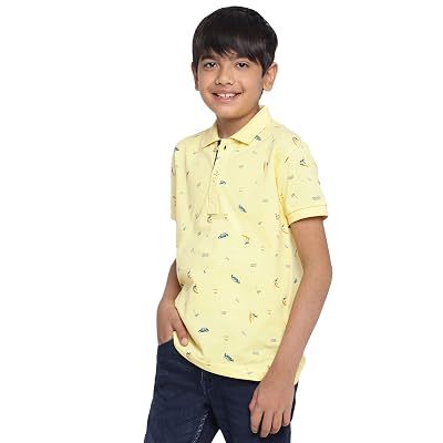 Lil Tomatoes Boys Cotton Polo T-Shirt, Lemon