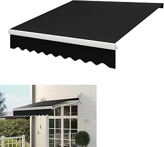 Toldo de lona de repuesto para patio al aire libre, cubierta de tela impermeable para patio, terraza, balcón, color negro (10 x 5 pies)