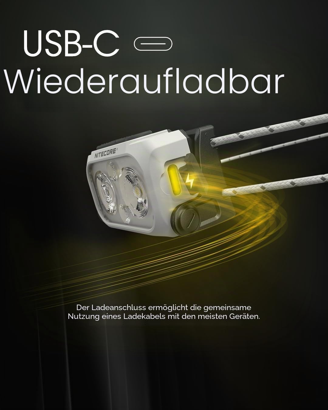 Nitecore Stirnlampe NU21, leicht, USB-C-aufladbare LED Kopflampe, 360 Lumen, 58 m Leuchtweite, Rotlicht für Nachtsicht, schwarz